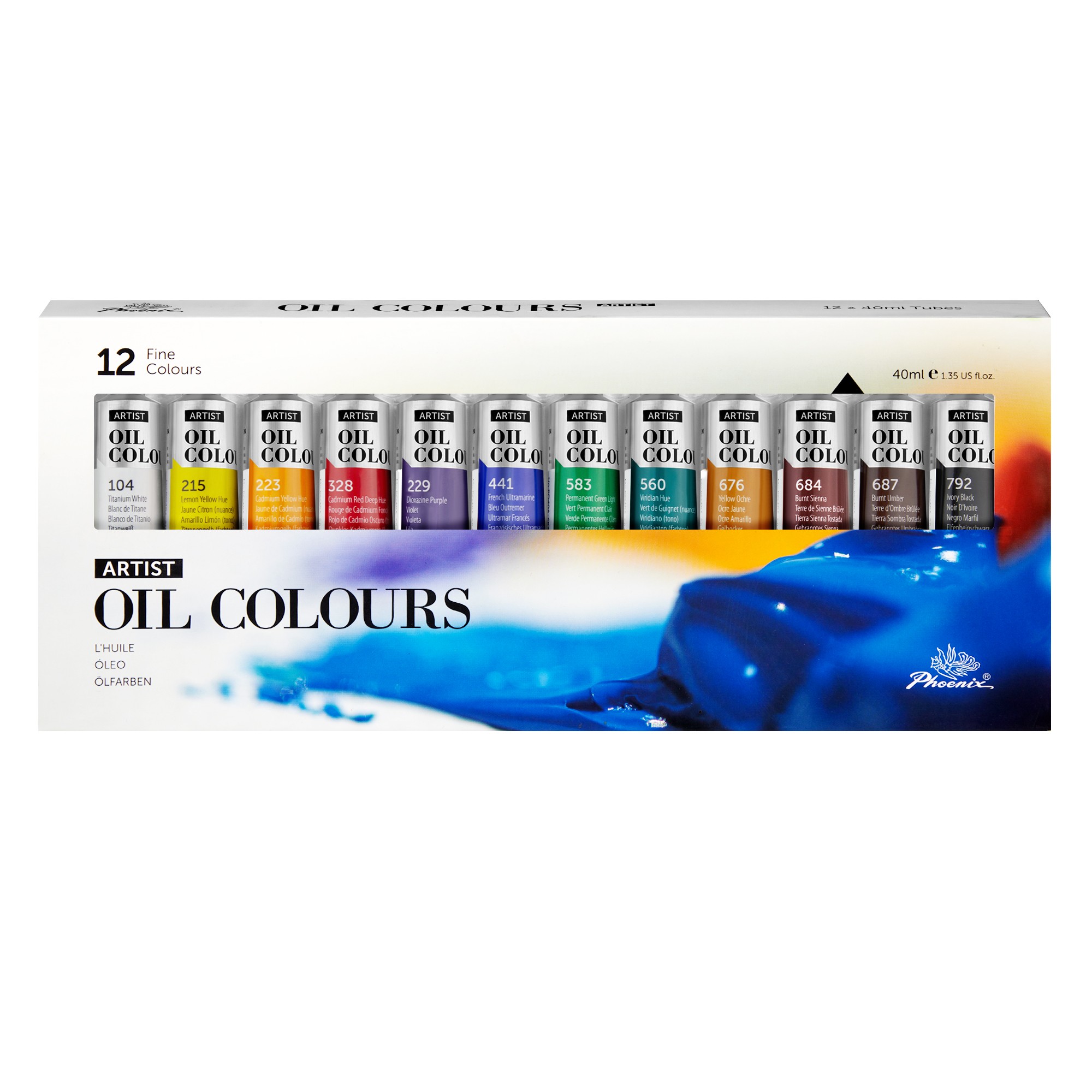 Phoenix Artist Oil Colour 12x40ml Tube Set