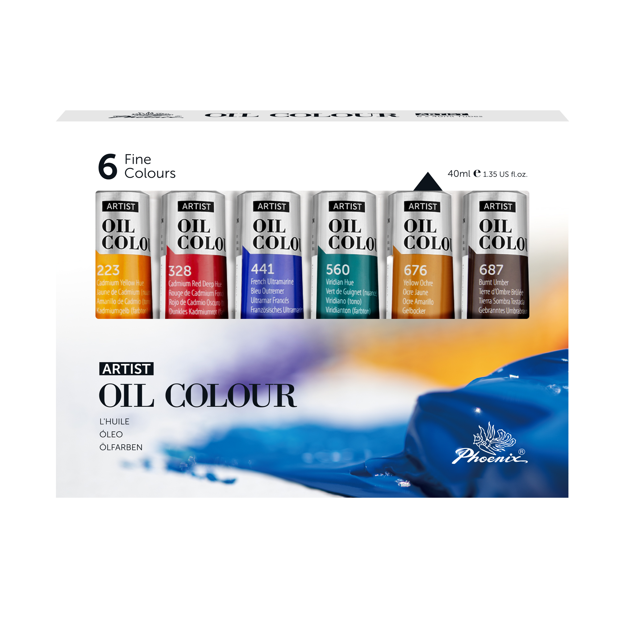 Phoenix Artist Oil Colour 6x40ml Tube Set
